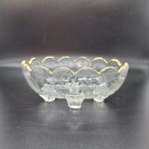 Vintage Jeannette Louisa Candy Dish Clear w/Gold Trim
